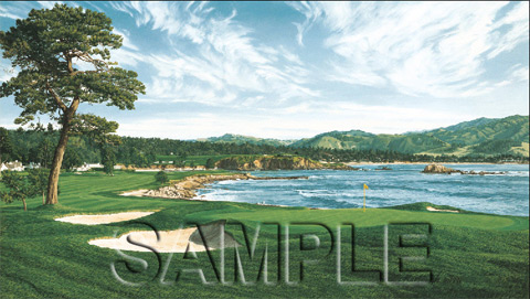 Pebble Beach 18th Hole golf course painting