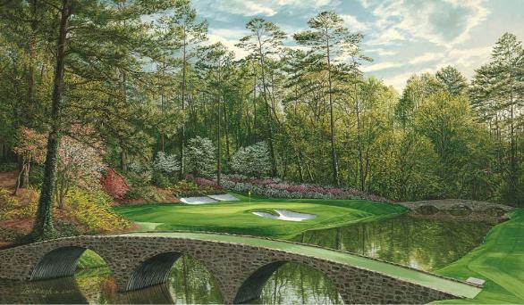 12th hole bridges augusta national golf art